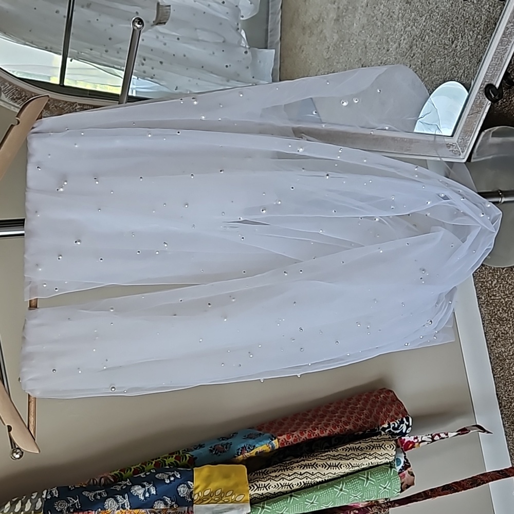 Off White pearl jeweled veil